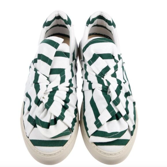 🧡 Ports 1961 Green White Striped Bow Knot Sneakers - Size 9 - Picture 2 of 6